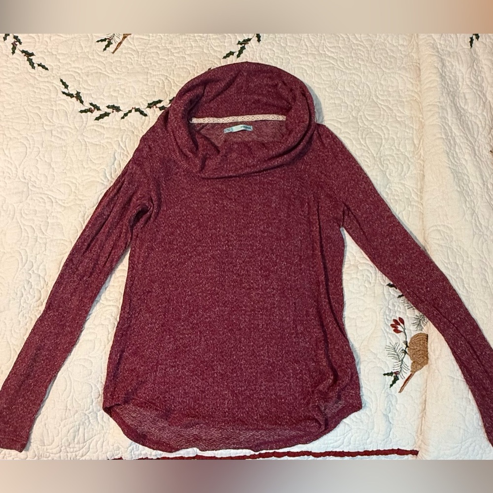 Maurices Burgundy Cowl Neck Sweater